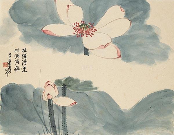 張大千荷花作品
